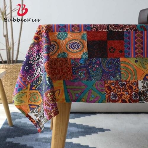 Bubble Kiss Rectangular Tablecloth Cotton Linen Coffee Tables Mat Southeast Asian Style Home Tassels Decoration Table Cloths