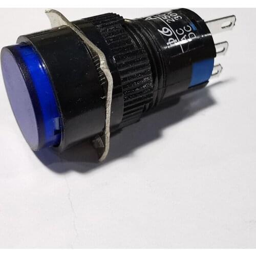 Blue round button switch AB6-M