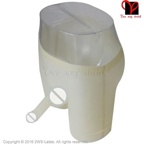 Transparent Sexy Latex Long Leg boxer shorts with anatomical Penis Sheath Rubber latex condom pants hotpants plus size KZ-030