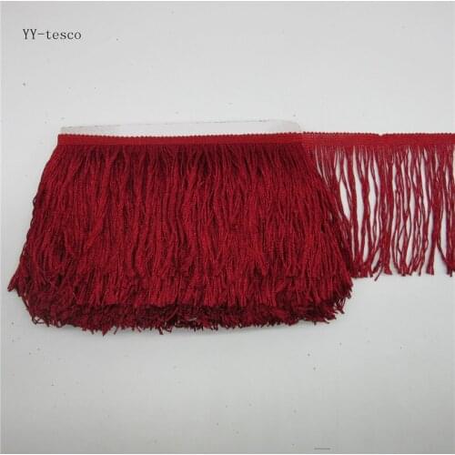 YY-tesco 1Yards 15cm Wide red Lace Fringe Trim Tassel Fringe Trimming For Latin Dress Stage Clothes Accessorie Lace Ribbon