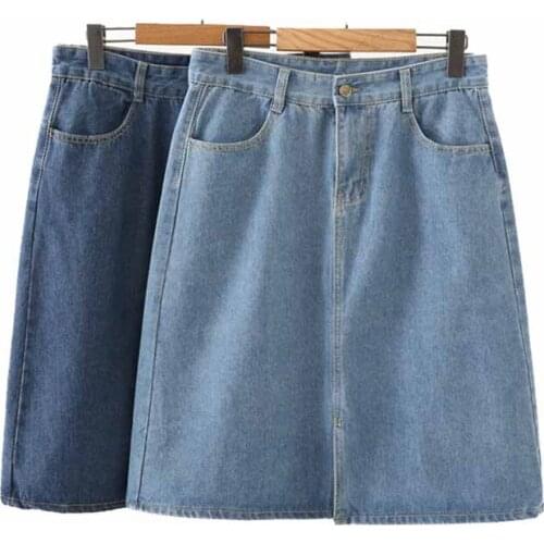 2019 Fashion Plus size XL-4XL Denim Skirt Women Spring Summer Loose Jeans Skirts Female Casual Split Skirts G333