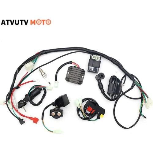 Motorcycle CDI Wiring Harness Loom Solenoid Ignition Coil Rectifier for 50cc 110cc 125cc PIT Quad Dirt Bike ATV Zongshen Lifan