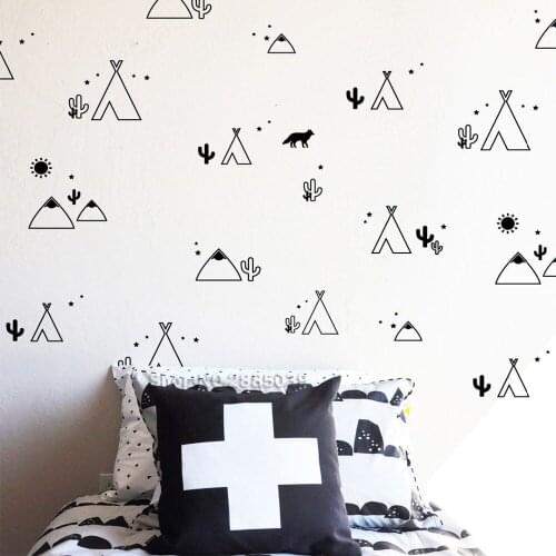 108piece set Desert-Themed Decal Wall Stickers For Kids Unique Bedroom Decor Art Vinyl DIY Self adhesive Decals Home Walls LC594