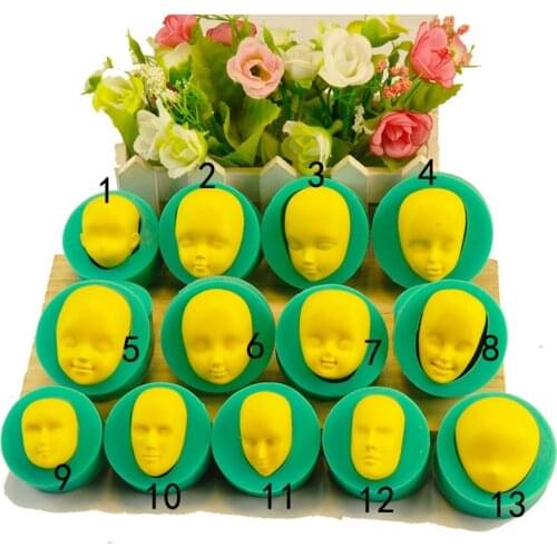 13PCS Facial Makeups Series Baby Face Fondant Cake Mold Chocolate Molds for the Kitchen Baking Sugarcraft Decoration Tools FM958