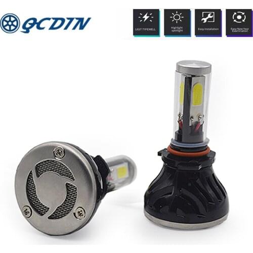 QCDIN 2Pcs 12V Car LED Headlight Bulbs 40W 4000LM White 6000K COB Headlamp Bulbs H1 H4 H7 H8 9005 9006 Car Styling Fog Light