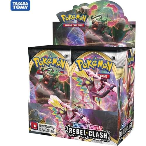 324Pcs/box Pokemones TCG: Sword & Shield Rebel Clash Booster Box Collectible Trading Card Game Set Gifts for Children