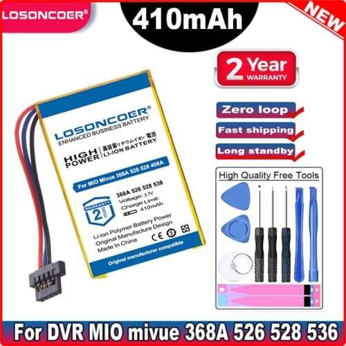 410mAh Li Polymer Battery For DVR MIO Mivue 368A 526 528 536 568 408A 518 538 658 668 680 688 618 Mio Mivue 698 772 Batteries