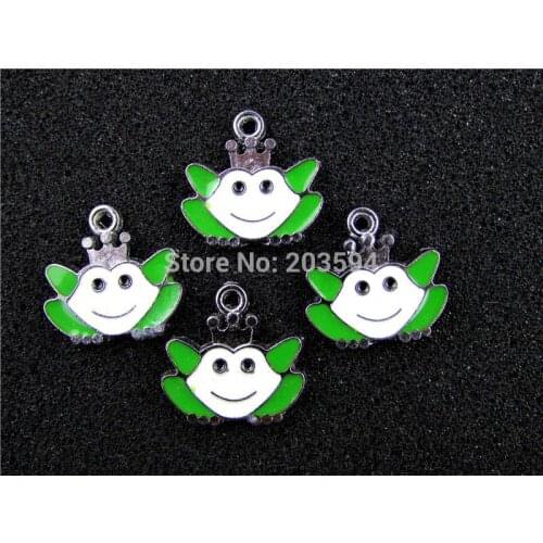 AE309 Mix Color 100Pcs Alloy Metal Enamel Frog Prince Charms Pendants 20x19mm bead bead