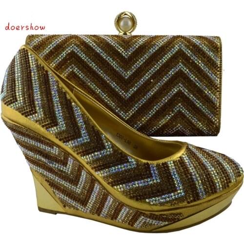 Free Shipping,Fashion italian yellow shoes and bags sets to match for african women shoes, high quality material!doershowHZL1-33