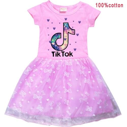 TIK TOK Kids Dresses For Girls Princess Summer Kids Children Print For Girls Kids Girls Children Party Dresses