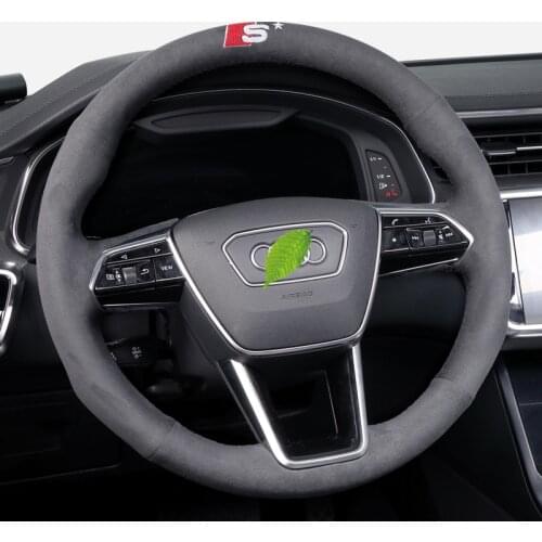 DIY For Audi A6 Allroad A7 A8L e-tron Q7 Q8 SQ2 Q6 SQ8 RS Q8 R8 Alcantara Hand Sewing Car Steering Wheel Cover car accessories