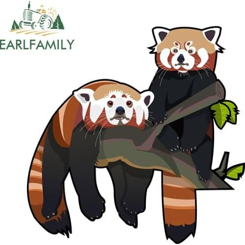 EARLFAMILY 13cm x 12.8cm for Red Panda Creative Car Sticker DIY Waterproof Bumper Decoration Scratch-proof Vehicle Window Decal