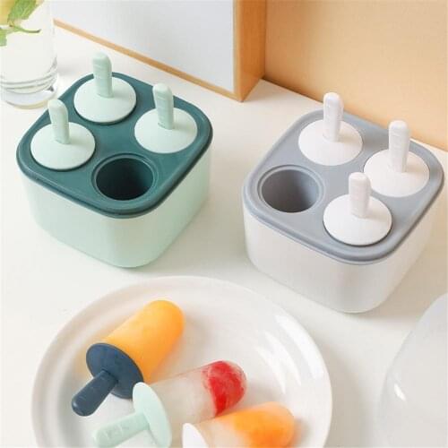 Four Grid Ice Cream Mold Transparent Cover Box Diy Homemade Four Grid Popsicle Mould Box Cooling In Summer