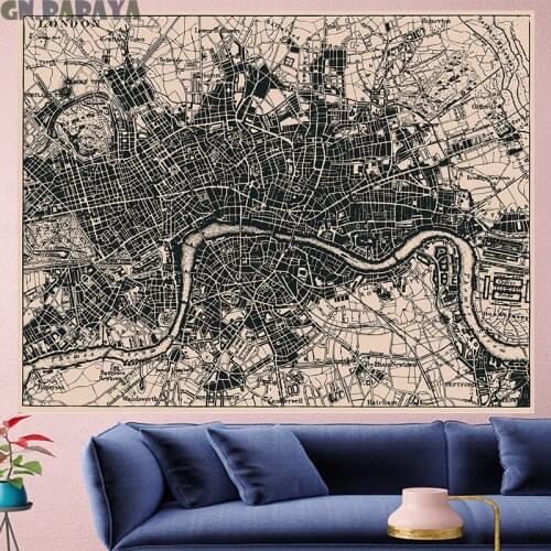 Retro London map Tapestry hippie Wall Hanging personality Pop style goblen Home Decor Art Farmhouse Wall Carpet wall towel new