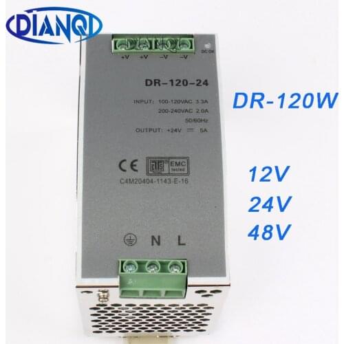 DIANQI Din rail power supply 120w power suply ac dc converter DR-120-12V/24V/48V Good Quality