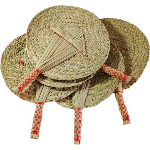 Chinese Style Handmade Straw Fan Hand-woven Palm Woven Fan Hand Fans