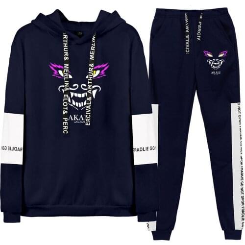 Kda The Baddest Hoodies+Sweatpants Suits Cotton Printed Kda Pullover Long sleeve Men Sweatshirt+Casual Trousers Two-piece Sets