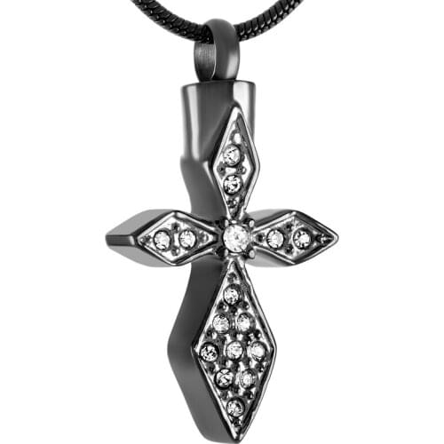 Cremation Jewelry for Ashes Pendant Stainless Steel Crystal Cross Memorial Urn Jewelry Ashes Necklace Wholesale Price