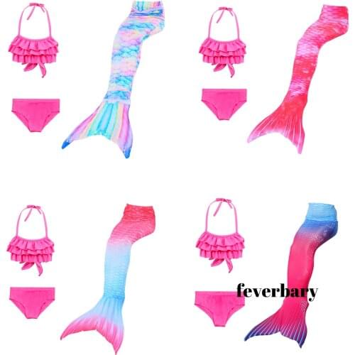 2020 Kids Girls Mermaid Tail Fin Swimsuit Bikini Bathing Suit Dress for Girls Flipper Monofin for Swim Cosplay Costume