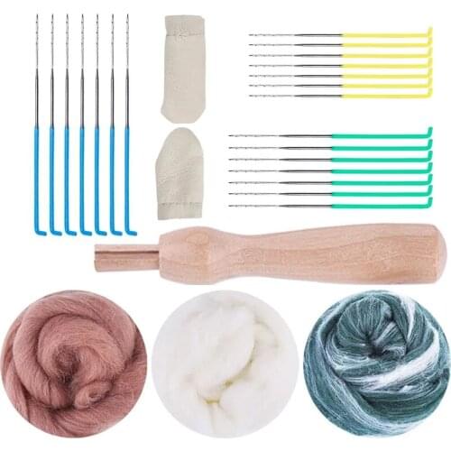 LMDZ Wool Roving, 3 Colors Needle Felting Wool (30g/Colors), Needle Felting Tool with 21PCS Felting Needles, Needle Felting Foam