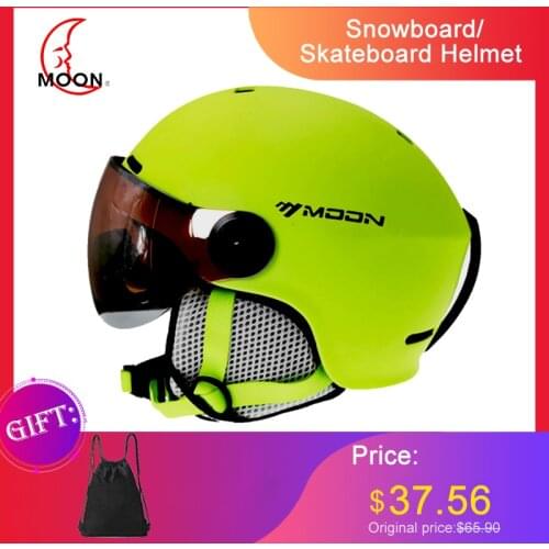 Ski Helmet With Goggles MOON 2019 Integrated Full coverage protector For Women ski snowboard helmet casque de ski a43