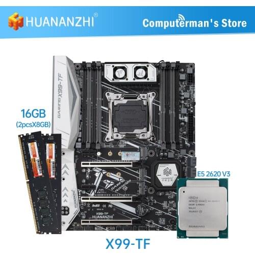 HUANANZHI X99 TF X99 Motherboard combo kit set CPU Intel XEON E5 2620 V3 Memory 2*8G DDR4 NON-ECC 2400 memory M.2 NVME USB ATX
