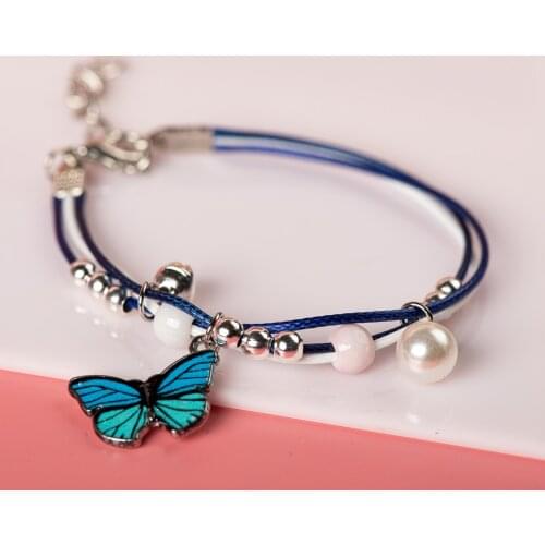 Cute Metal Drip Glaze Pendant Bracelet Hand-Wowen Charms Gift Bracelets Bangles For women Girl Children Wholesale #MZ104