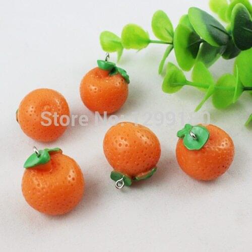 Fashion Cute Resin Orange Pendants Charm DIY Earrings Necklace Keyrings Making Accessories Approx 22mm K00403