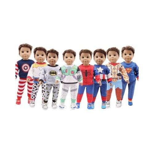 Fashion New Pattern Popular Hero Series Suit Fit 18 Inch American&43cm Baby New Born Doll Clothes Accessories,Girls Toys