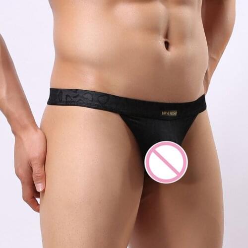BRAVE PERSON Men Bikini Briefs Gay Men G-Strings Thong Ice Silk Solid String Homme Mens Underwear