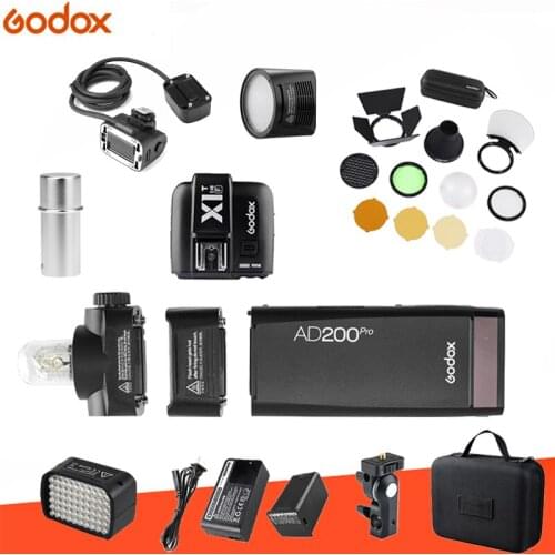 Godox AD200pro Kit 200Ws 2.4G TTL Flash 2900mAh Battery and Bare Bulb/Speedlite for Sony Nikon Fujifilm Olympus Canon Camera
