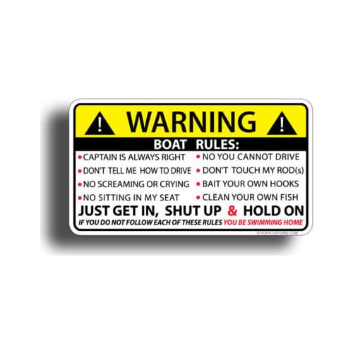 Funny Boat Rules Sticker Boating Dash Label Panel OEM Graphic Cup Cooler Decal