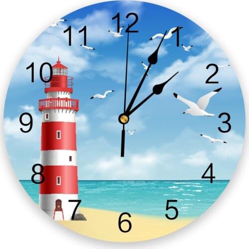 Lighthouse Beach Seagull 3D Wall Clock Modern Design Brief Living Room Decoration Kitchen Clock Art Wall Watch Home Decor