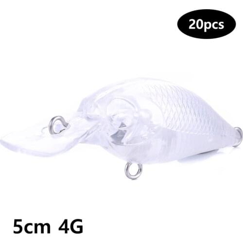 HENGJIA 20pcs 5cm 4g Mini Unpainted Lures Blank Crankbaits Hard plastic Floating Lure Bodies Fishing wobblers
