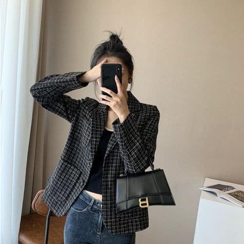 New Fashion Business Plaid Suits Women Work Office Ladies Long Sleeve Spring Blazer