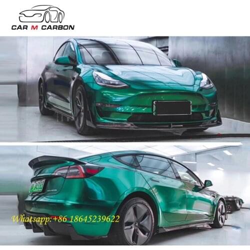 2019 2020 Tes Model 3 carbon fiber body kit for Model 3 Vor design dry carbon spoiler front lip skirt rear diffuser rear wing