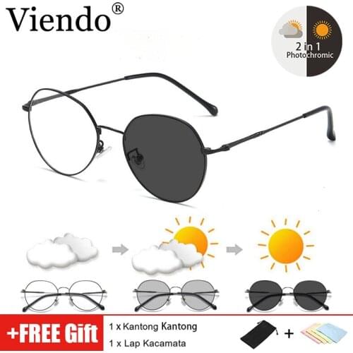 Photochromic Anti Blue Light Blocking Glasses Women Men Retro Metal Eyeglasses Auto Color Changing Anti UV400 Sunglasses