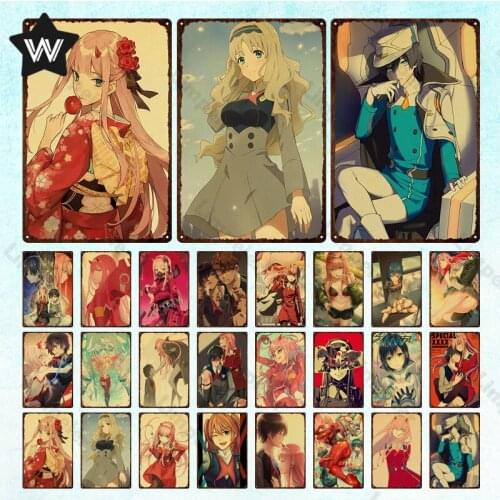 Shabby Style Tin Sign Cute Anime Metal Plaque Japan Style Wall Art Tin Poster Vintage Wall Stickers for Man Cave Club Decoration