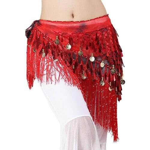 Belly Dance Hip Scarf For Women Oriental Dances Coins Sequins Belt Belly Dancing Costumes Accessories Tassel Waist Belts