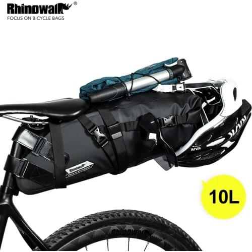 Rhinowalk 10L Bike Waterproof Bicycle Saddle Bag Reflective Large Capacity Foldable Tail Rear Bag Cycling MTB Trunk Pannier