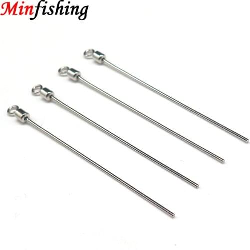 Minfishing 200 Pcs/Lot Long Hand Rolling Swivel Earthworm Needle Clips Stainless Steel Fishing Hook Accessories
