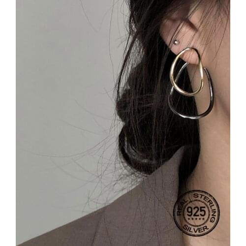 Drop Oval Earrings 925 Sterling Silver For Women Irregular Cute New Hot Sale Female Fashion Party Lady Engagement Jewelry INEFFA