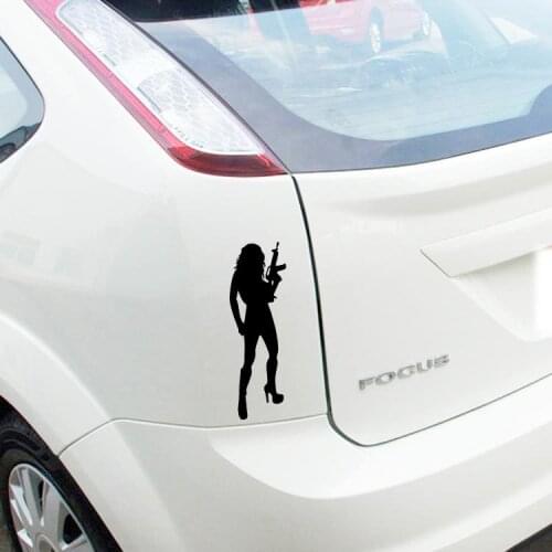 Aliauto Reflective Car Accessories Beauty Gun Funny Car Sticker/Decal For Vw Skoda Honda Audi Focus Fiesta Chevrolet Cruze Kia