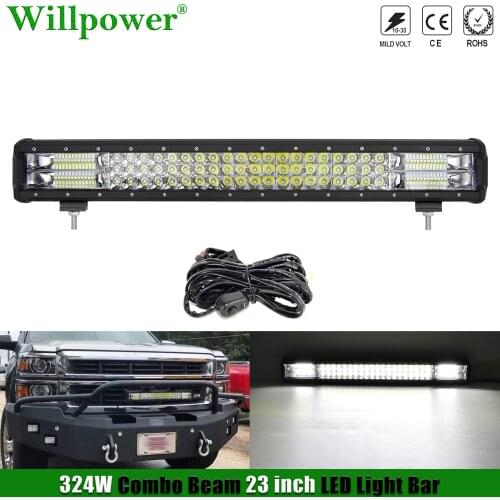 SUV Car Bullbar 324W 23" Tripple Row Light Bar For Jeep Chevy 4x4 Truck Pickup Fog Lightbar UTV ATV Tractor Spot Flood LED Bar