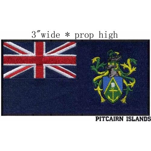 Pitcairn Islands Flag 3"wide embroidery patch for iron on patch/decorations for clothes/embroidery applique
