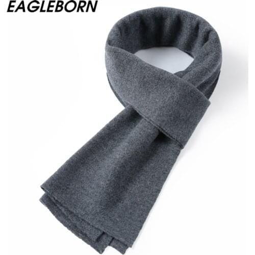 Men High Quality Business Casual 100% Australian Wool Scarf Thick Warm Winter Solid Color Bib Luxury Brand Scarf for Men Gift