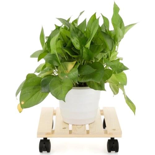 Planter Trolley Flower Pot Mat Rolling Tray Coaster Movable Roller Wooden 28*28*7cm Rotating Receptacle