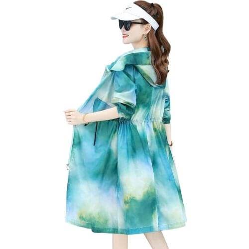 Womens Sun protection Clothing 2021New Summer Long Colorful printing Long Sleeve Sunscreen Coat Women Sun-Proof UV Clothing