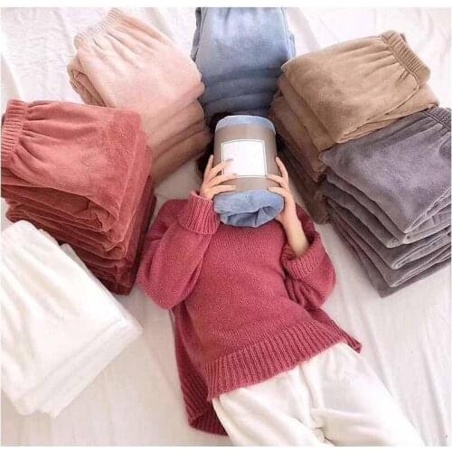 Women Men Autumn Winter Pyjama Pants Loungewear Pajamas Thicken Loose Coral Fleece Pants Sleep Pijama Lounge Pants