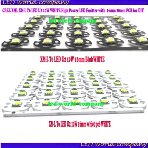 1 PCS CREE XML XM-L T6 LED U2 10W WHITE (6500K-7000K) High Power LED Emitter with 16mm 20mm PCB for DIY